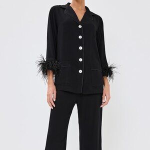 NWT Sleeper Party Pajama Set with Feathers - Black Sz M